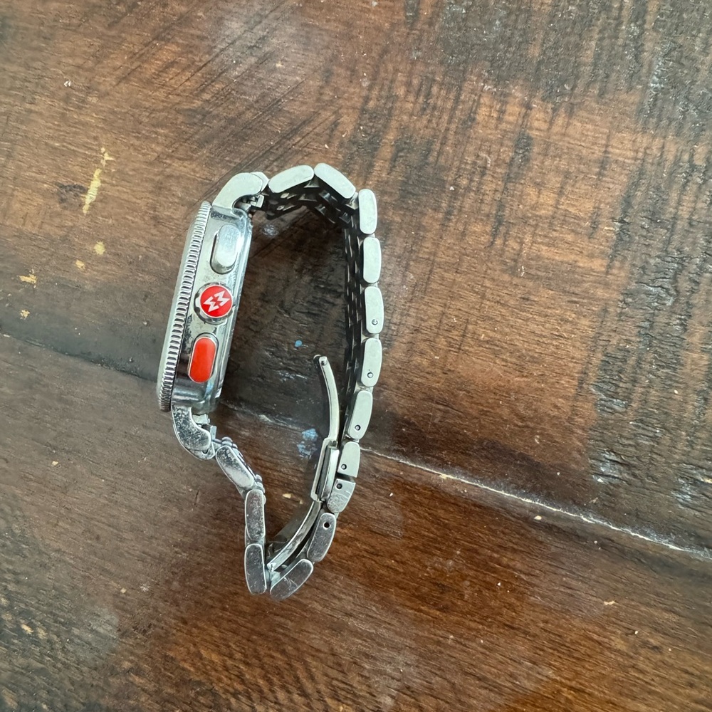 Michele Silver and Red Smartwatch Sleek Design